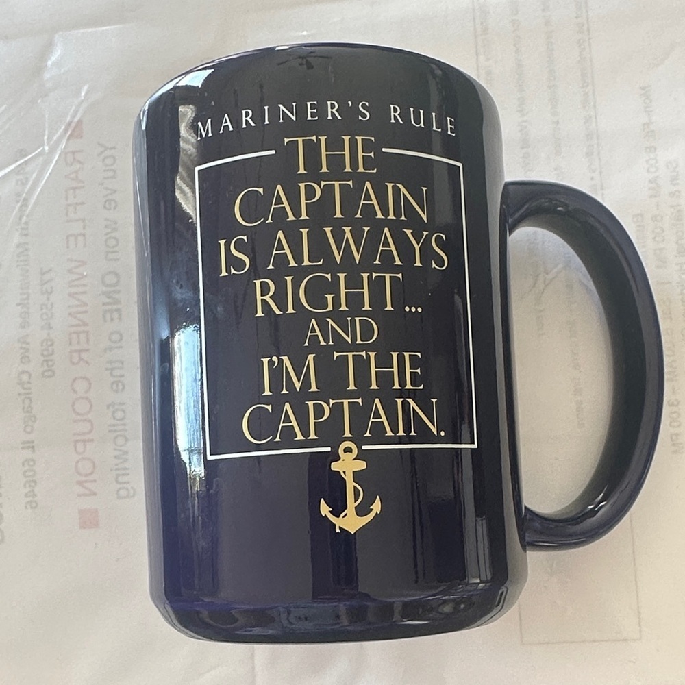 Nautical Navy Mug with Gold Anchor Design